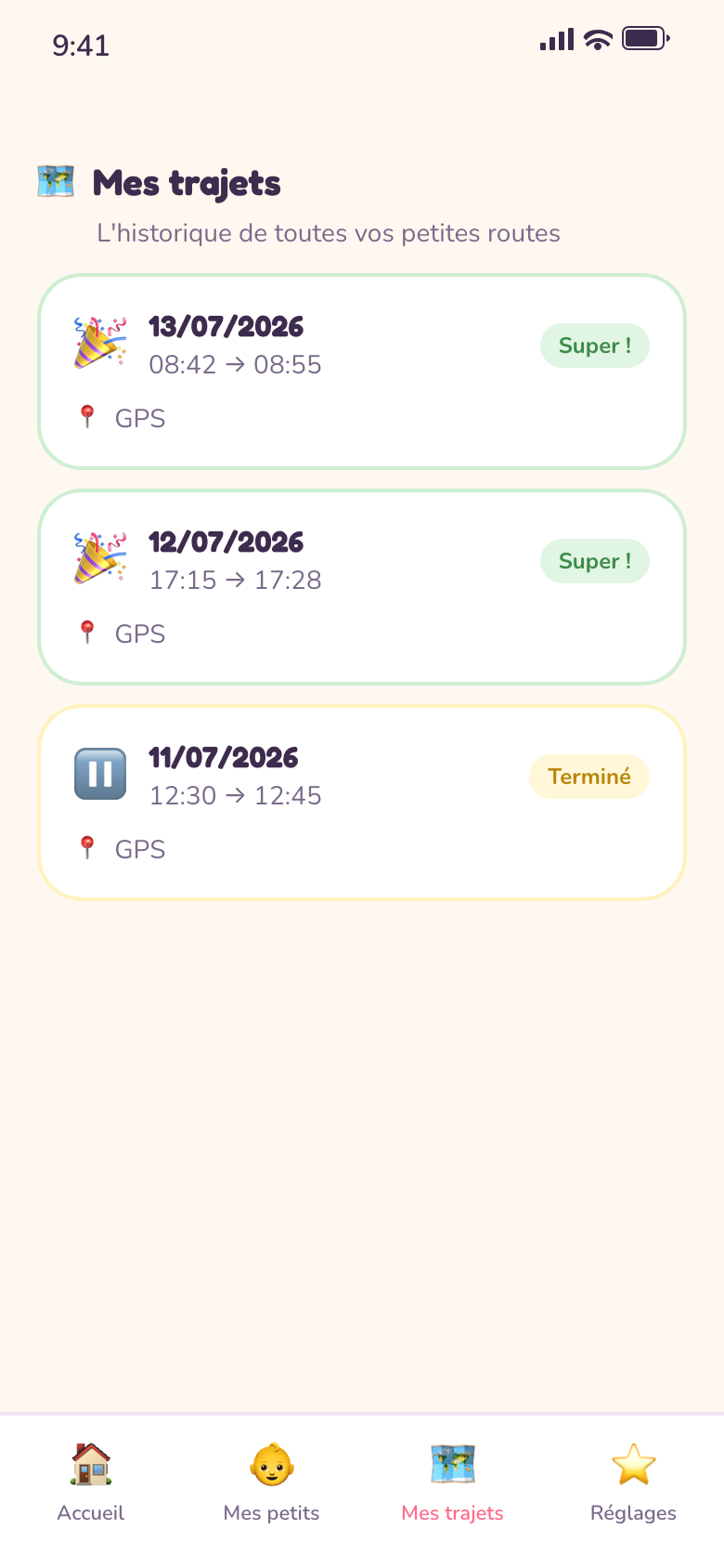 Trip history in BienSorti
